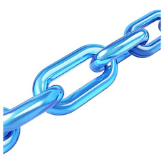 Interlocking Blue Chain Links A Detailed 3D Render of Connected Elements with Glossy Texture on a Transparent Digital Canvas
