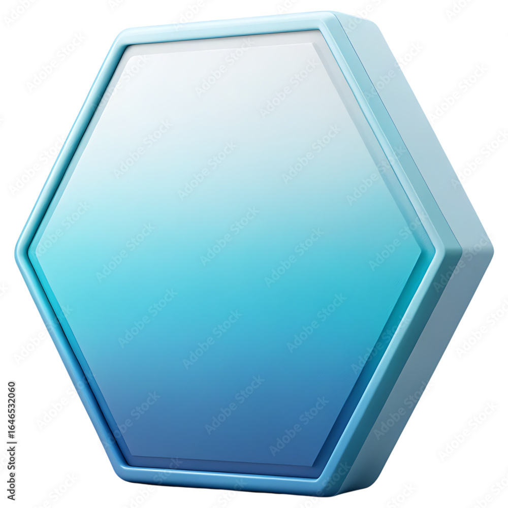 Fototapete sleek blue hexagon icon a modern 3d rendered design element with smooth gradient and subtle reflecti