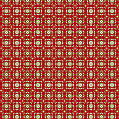 New Year, Christmas, winter holidays Festive design Simple modern geometric mosaic pattern Decorative grid Bright red, green, white symbol colors