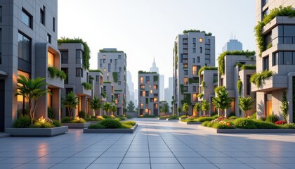 Futuristic City Block with Modular Standards Urban Environment Architectural Visualization Contemporary Style