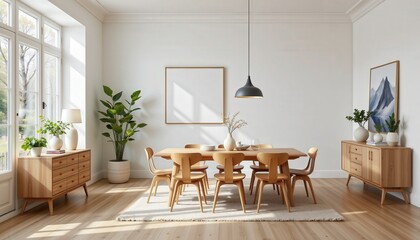 Minimalist Dining Room with Standard Furniture Modern Style Indoor Bright Environment Contemporary View