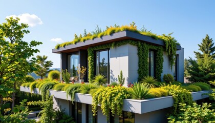 Sustainable Architecture Event Showcasing Rooftop Greenery in Urban Settings Nature-Focused Modern Viewpoint