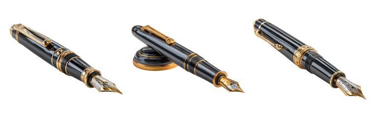 Naklejka premium Elegant Fountain Pens Isolated on Transparent Background for Display