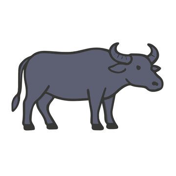Indonesian Water Buffalo (Kerbau) Vector Illustration