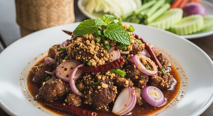 Delicious Fresh Meat Dish with Herbs and Spices