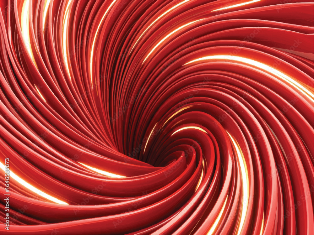 Poster abstract red vortex tunnel background | swirling geometric lines for science, technology and futuris