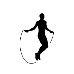 Silhouette of a person jump roping, a simple black and white vector graphic, perfect for fitness, exercise, and sports-related designs, representing an active and healthy lifestyle choice.