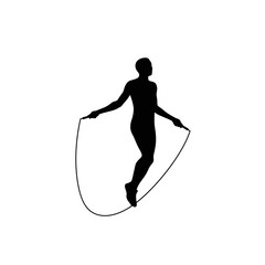 Silhouette of a fit person jumping rope, showcasing dynamic movement and active lifestyle, isolated on white background.