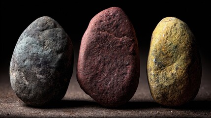 Naklejka premium Trilogy of Stones: A Study in Color and Texture