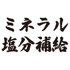 手描きの水彩、筆文字のミネラル塩分補給という文字のイラスト素材。横書き