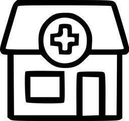 Fototapeta premium Simple line drawing of a small medical clinic building.