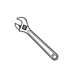 Wrench Tool Black Silhouette Minimal Vector Illustration