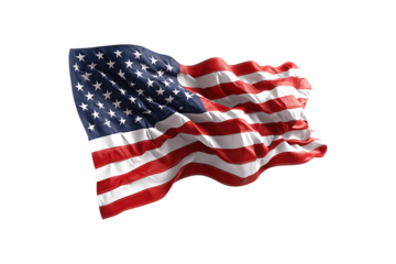 Waving american flag isolated on transparent background