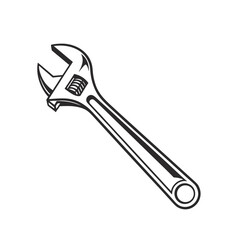 Wrench Tool Black Silhouette Minimal Vector Illustration