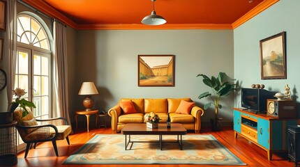 Fototapeta premium Retro Vintage Classic Room Interior Design Inspiration