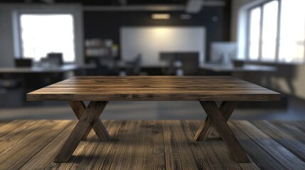 Rustic Wooden Table in Modern Office Setting