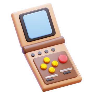 3D Retro Handheld Gaming Device Illustration
