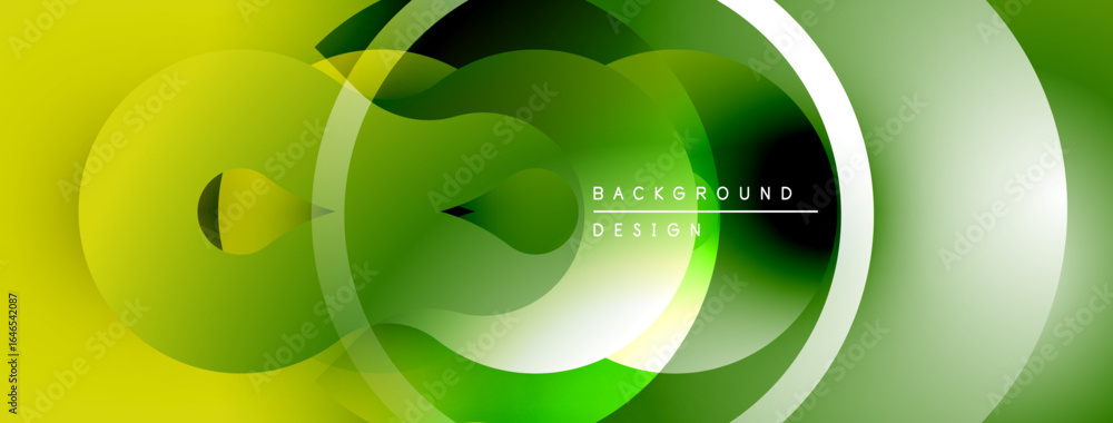 Poster abstract green background. overlapping circles, lines create dynamic visual effect. modern design el