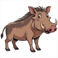 fierce forest pig cartoon character vector art isolated white