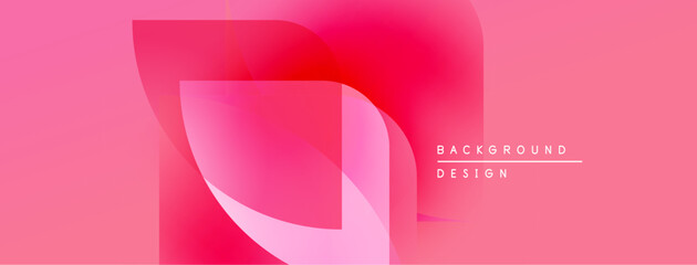 Abstract pink background. Overlapping shapes create dynamic visual effect. Modern design elements present smooth gradients.