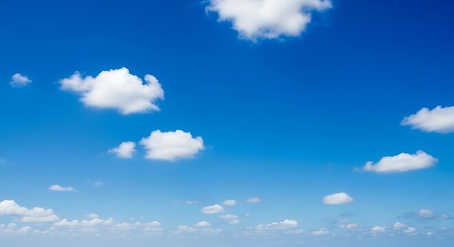 Clear Blue Sky with Scattered White Cumulus Clouds