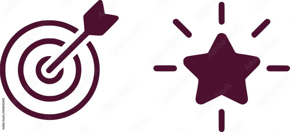 Poster simple icons of aim and success graphic elements for presentations and web design for target and sta