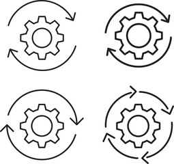 Gear and Arrow Cycle Icons Representing Process Automation and Continuous Improvement