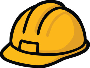 Yellow Safety Helmet Vector Illustration, Flat Design Construction Hard Hat Icon, Protective Headgear Symbol for Builder, Engineer, Labor Day, Industrial Safety, and Workplace Protection Concept