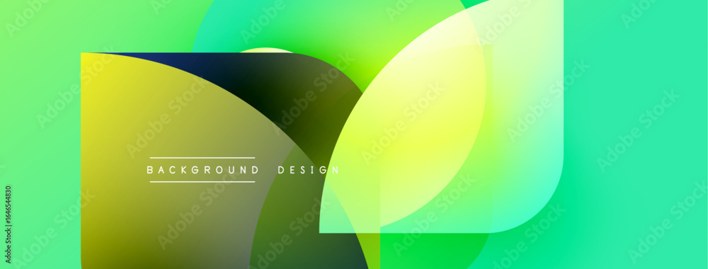 Poster abstract vibrant background. overlapping shapes create dynamic visual effect. green, yellow hues dom