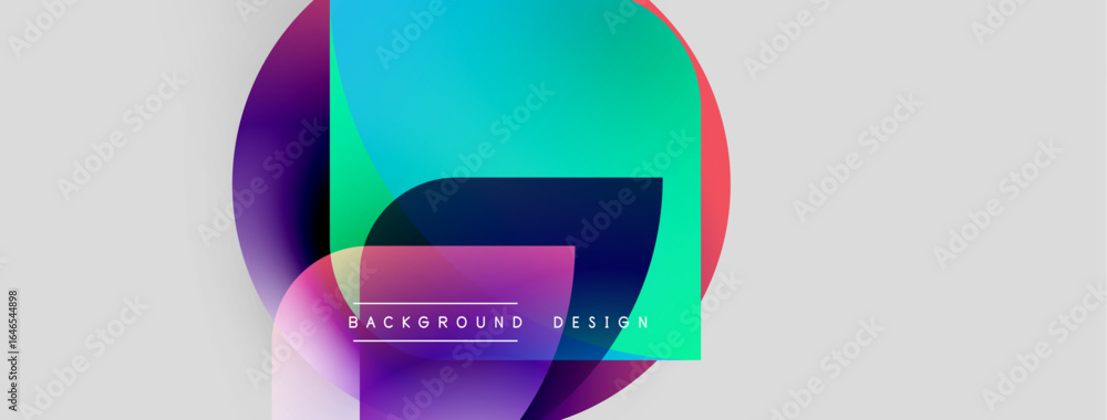 Poster abstract vibrant circles overlap, creating dynamic colorful background. text reads background design