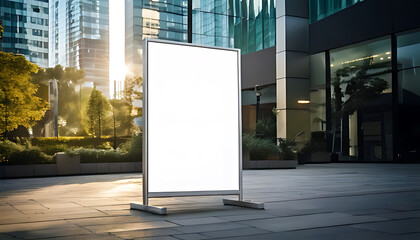 Blank canvas billboard stands ready for your brand message in a vibrant city setting