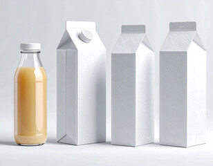 Showcase your product with this clean beverage bottle and carton mockup, perfect for branding.
