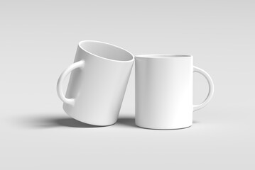Blank mug mockup isolated on white 3D rendering 