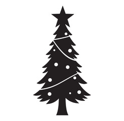 Fototapeta premium Elegant black and white christmas tree decoration with star for festive holiday season