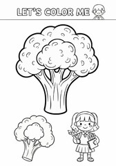 Coloring sheets for young children about broccoli