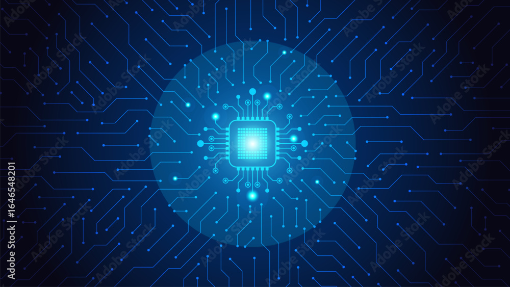 Poster electronic motherboard circuit background. central computer processors cpu, motherboard digital chip