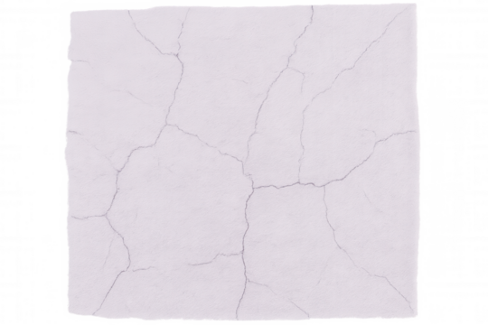 Cracked white surface on a transparent background, symbolizing aging, decay, and the passage of time