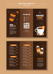 Coffee Time Celebration Brochure Template for International Coffee Day in Flat Cartoon Illustration
