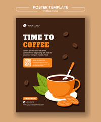 Social Media Vertical Poster Template for International Coffee Day with Hand-Drawn Coffee Cup
