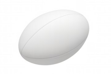 Photorealistic white rugby ball rotating on transparent background, perfect for sports-themed projects