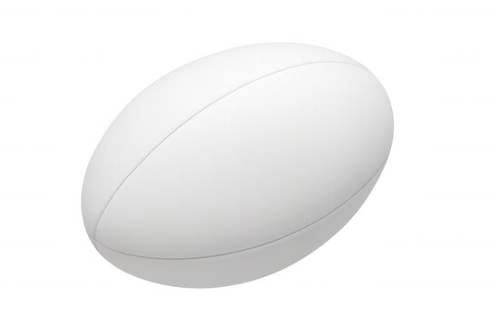 Photorealistic white rugby ball rotating on transparent background, perfect for sports-themed projects - Powered by Adobe