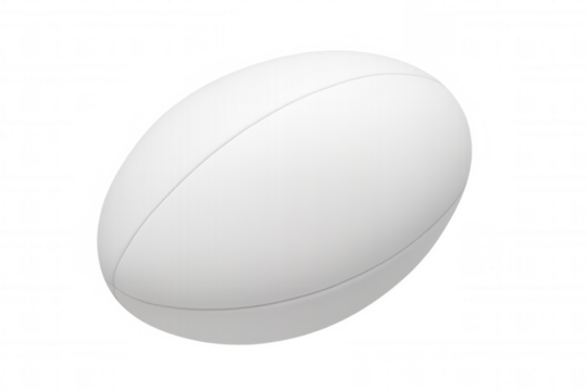 Photorealistic white rugby ball rotating on transparent background, perfect for sports-themed projects - Powered by Adobe