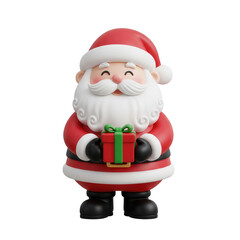 Obraz premium Santa Claus With Transparent Background Holding A Red Christmas Gift Box