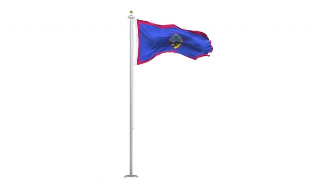Guam flag waving looping with transparent background, with alpha matte layer for transparency in the background.