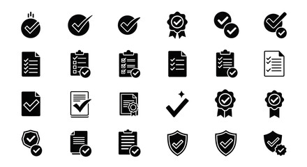 Approved Icons: A collection of diverse approved icons for design projects. Showcasing different visual style and arrangement, each one symbolizing acceptance.