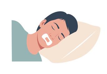 Person sleeping peacefully with mouth tape, promoting nasal breathing and improved sleep quality.