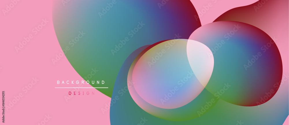 Aufkleber abstract colorful shapes overlap, creating dynamic visual effect. pink background complements vibran