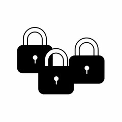 Padlock symbol. Flat linear design. Oadlock icon. Isolated vector element.