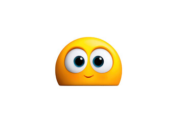 Cute Yellow Emoji with Big Eyes Smiling on Transparent Background