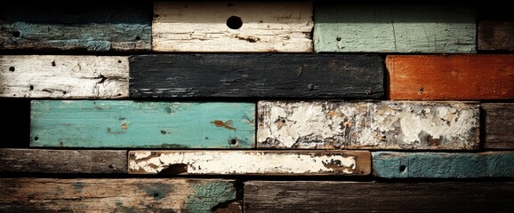 Reclaimed wood planks in varying colors and textures
